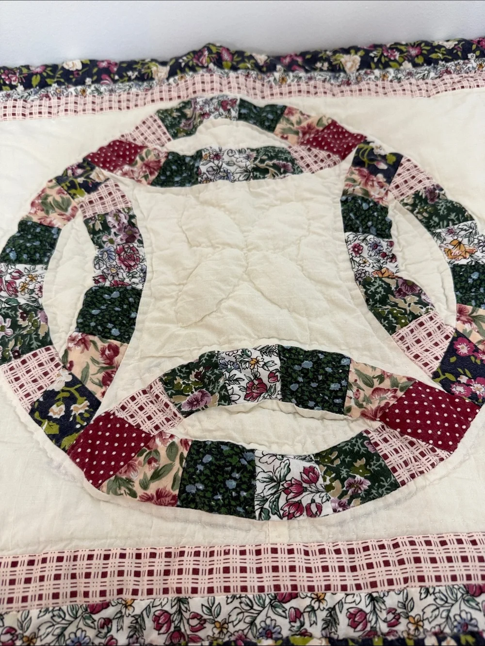 Vintage Floral Patchwork Quilted Pillow Sham Set of2 Cottagecore Farmhouse 20x26